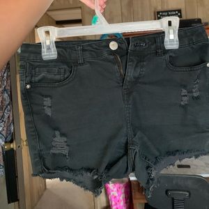 Black mid-rise shorts